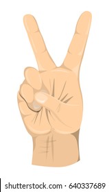 Isolated peace sign hand on white background. Symbol of win and victory.