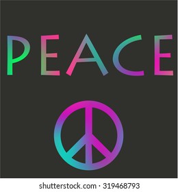 Isolated peace symbol on a colored background