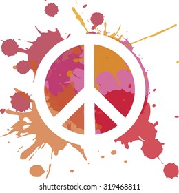 Isolated peace symbol on a colored background