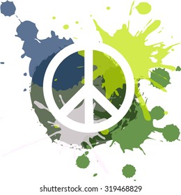 Isolated peace symbol on a colored background