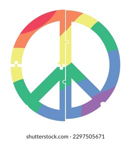 Isolated peace symbol with pride flag colors Vector