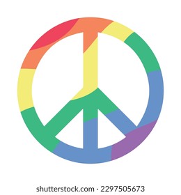 Isolated peace symbol with pride flag colors Vector