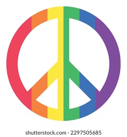 Isolated peace symbol with pride flag colors Vector