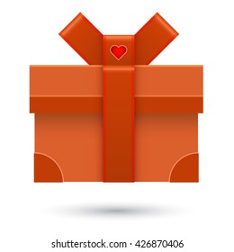 Isolated peach gift box on a white background.