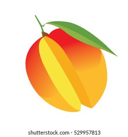 Isolated peach with a leaf, Vector illustration