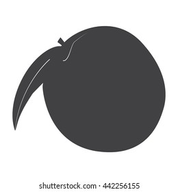 Isolated peach silhouette with a leaf on the white background. Peach icon. Vector illustration