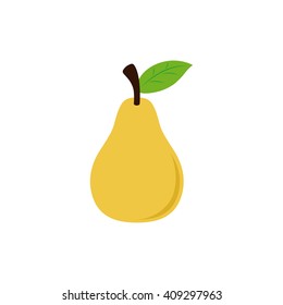 Isolated pear with a leaf on a white background
