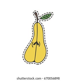 Isolated pear in patch style.