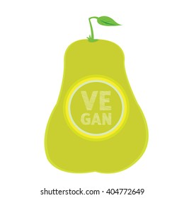 Isolated pear with textured text on a white background
