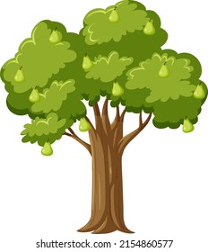 Isolated pear tree in cartoon style illustration