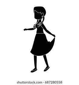 isolated peasant woman dancing
