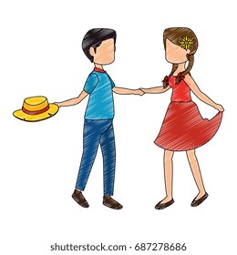 isolated peasants couple dancing