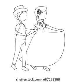 isolated peasants couple dancing