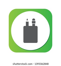 Isolated pencil case icon symbol on clean background. Vector pen holder element in trendy style.
