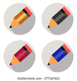 Isolated pencil in different styles of drawing eps. Pencil icon.