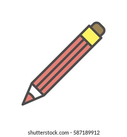Isolated pencil icon on white background. Concept of drawing, study and creativity.