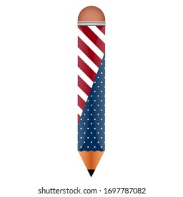 Isolated pencit with a flag of United States - Vector