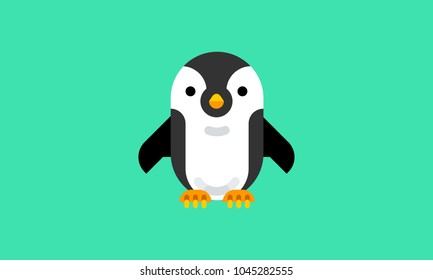 Isolated penguin icon in modern flat style, with simple geometric shapes only
