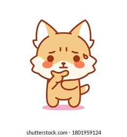 Isolated pensive kitten. Cute emoji of a cat - Vector