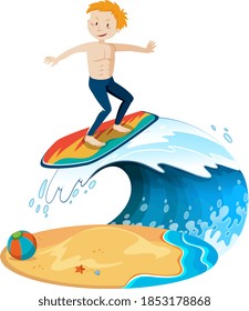 Isolated people at the beach illustration