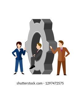 Isolated people with a gear. Vector illustration design