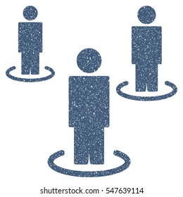 Isolated People grainy textured icon for overlay watermark stamps. Flat symbol with unclean texture. Dotted vector blue ink rubber seal stamp with grunge design on a white background.
