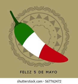 Isolated pepper with the mexican flag, Cinco de mayo vector illustration
