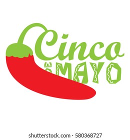 Isolated pepper with text, Cinco de mayo vector illustration