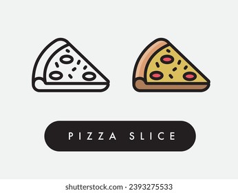 Isolated pepperoni pizza slice vector line icon illustration