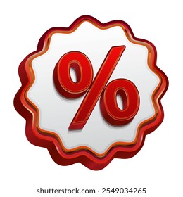 Isolated percent discount sign on red badge