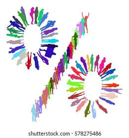 Isolated Percent made of Vector Silhouettes 