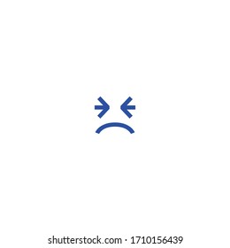 Icono del vector facial perseverante aislado, emoticono