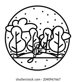 Isolated person doing canpoing on a river Camping sticker Vector