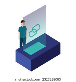 Isolated person with a share link icon Vector