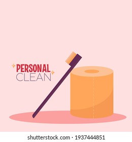Isolated personal cleaning articles hygiene equipment - Vector