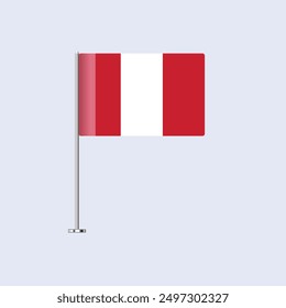 Isolated Peru Table Flag on Pole, Peruvian Flag Vector Design for Print and Web