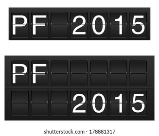 Isolated PF 2015 in flipboard (flightboard, solari board) style
