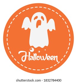 Isolated phantom halloween holiday october sticker- Vector