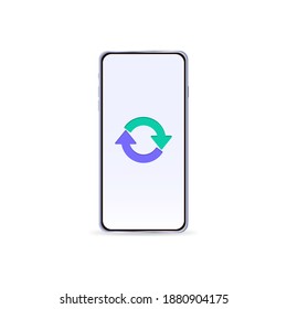 Isolated phone with arrows on the screen. Vector illustration