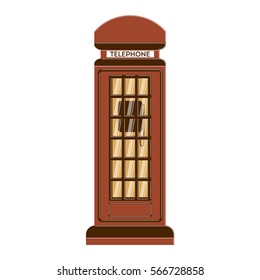 Isolated phone box on white background. Classic vinatge outdoors phone box.