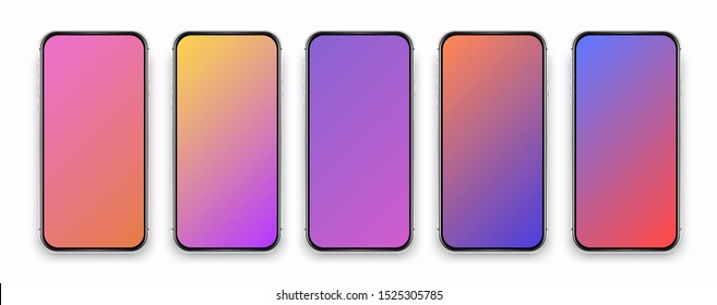 Isolated phone mockup. Vector mobile phone. Colorful phone template. User interface design. Gradient mobile device mockup.