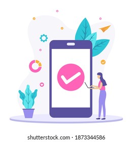 Concepto de ilustración segura de teléfono aislado. Materiales de diseño para promoción, información y publicidad.