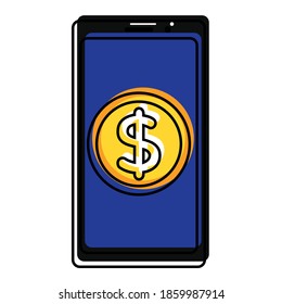 Isolated phone shop online digital marketing colorful icon in white background- Vector