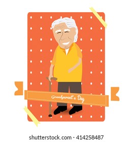 Isolated photo with a grandfather and texture on a white background
