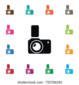 Isolated Photographic Icon. Flash Vector Element Can Be Used For Photocamera, Flash, Camera Design Concept.