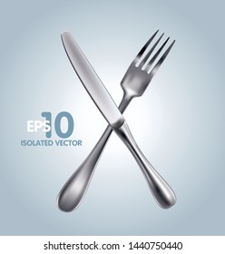 Isolated Photorealistic Fork and Knife 