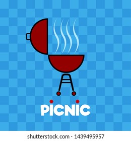 Isolated picnic barbecue grill over a blue background - Vector