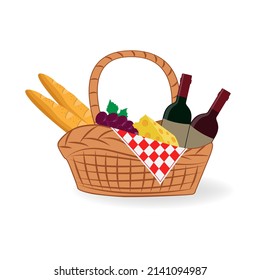 Isolación de ilustrador vectorial de diseño de cesta de picnic
