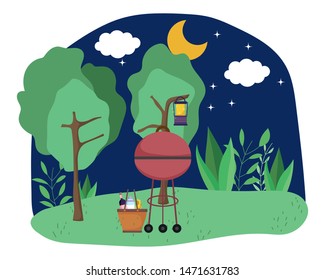 Isolated picnic at night design