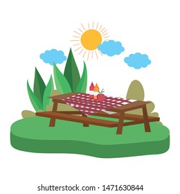 Isolated picnic table vector design